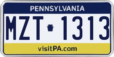 PA license plate MZT1313