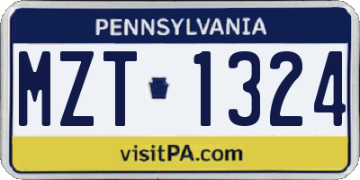 PA license plate MZT1324
