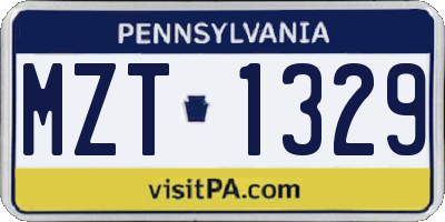 PA license plate MZT1329