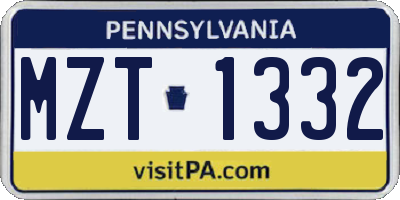 PA license plate MZT1332