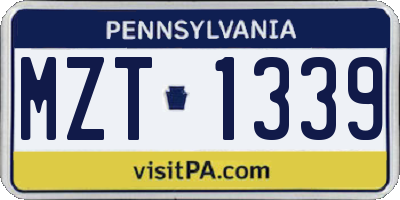 PA license plate MZT1339