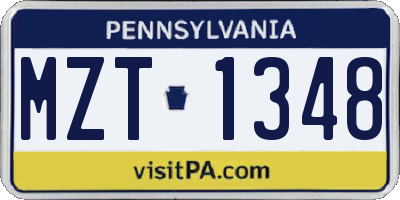 PA license plate MZT1348
