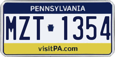 PA license plate MZT1354