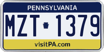 PA license plate MZT1379