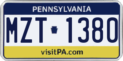 PA license plate MZT1380