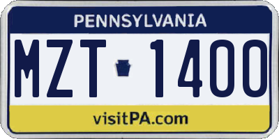 PA license plate MZT1400