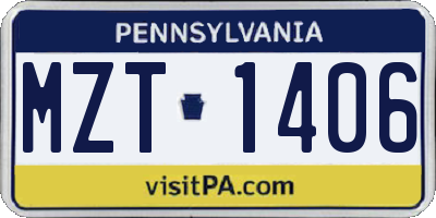 PA license plate MZT1406