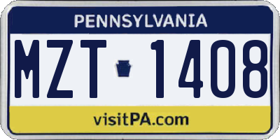 PA license plate MZT1408