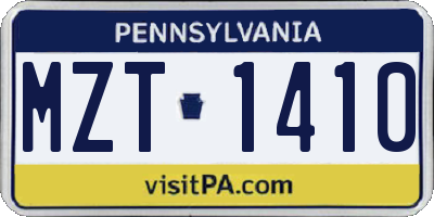 PA license plate MZT1410