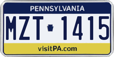 PA license plate MZT1415