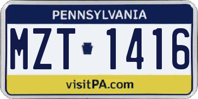 PA license plate MZT1416