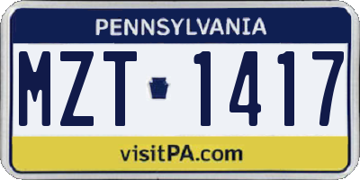 PA license plate MZT1417