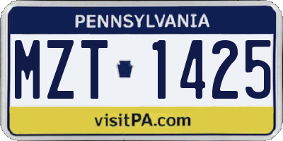PA license plate MZT1425