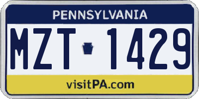PA license plate MZT1429