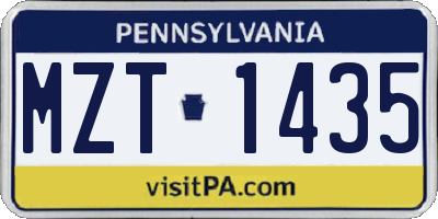 PA license plate MZT1435