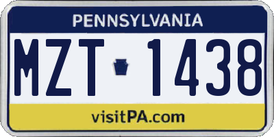PA license plate MZT1438
