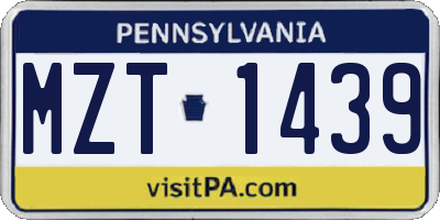PA license plate MZT1439