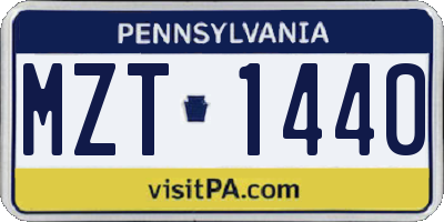 PA license plate MZT1440