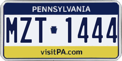PA license plate MZT1444