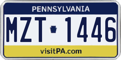 PA license plate MZT1446