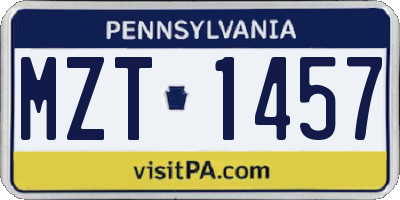 PA license plate MZT1457