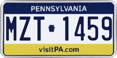 PA license plate MZT1459