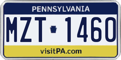 PA license plate MZT1460