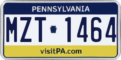 PA license plate MZT1464