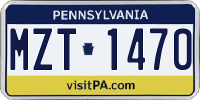 PA license plate MZT1470