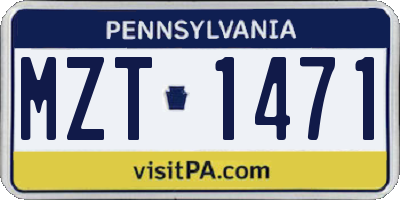 PA license plate MZT1471