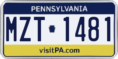 PA license plate MZT1481