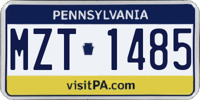 PA license plate MZT1485