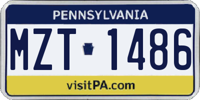 PA license plate MZT1486