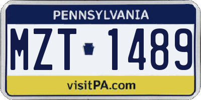 PA license plate MZT1489
