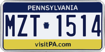 PA license plate MZT1514