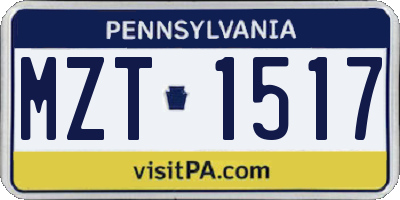 PA license plate MZT1517