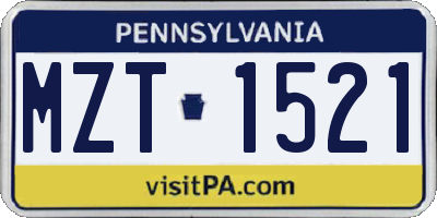 PA license plate MZT1521