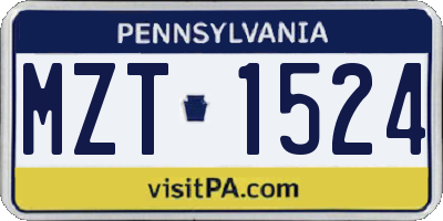 PA license plate MZT1524