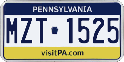 PA license plate MZT1525
