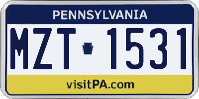 PA license plate MZT1531