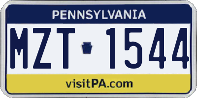 PA license plate MZT1544