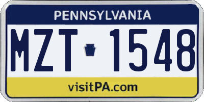 PA license plate MZT1548