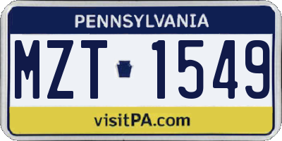 PA license plate MZT1549