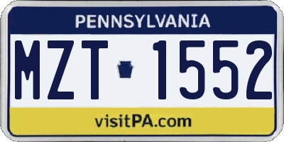 PA license plate MZT1552