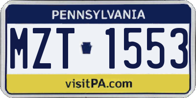 PA license plate MZT1553