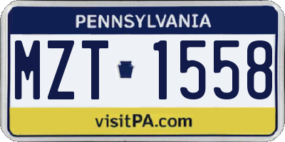 PA license plate MZT1558