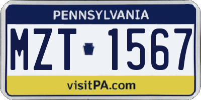 PA license plate MZT1567