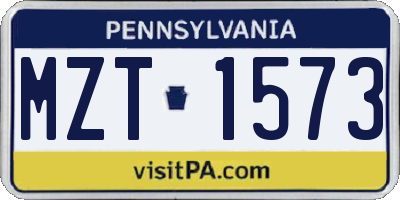PA license plate MZT1573
