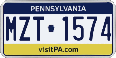 PA license plate MZT1574