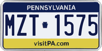PA license plate MZT1575